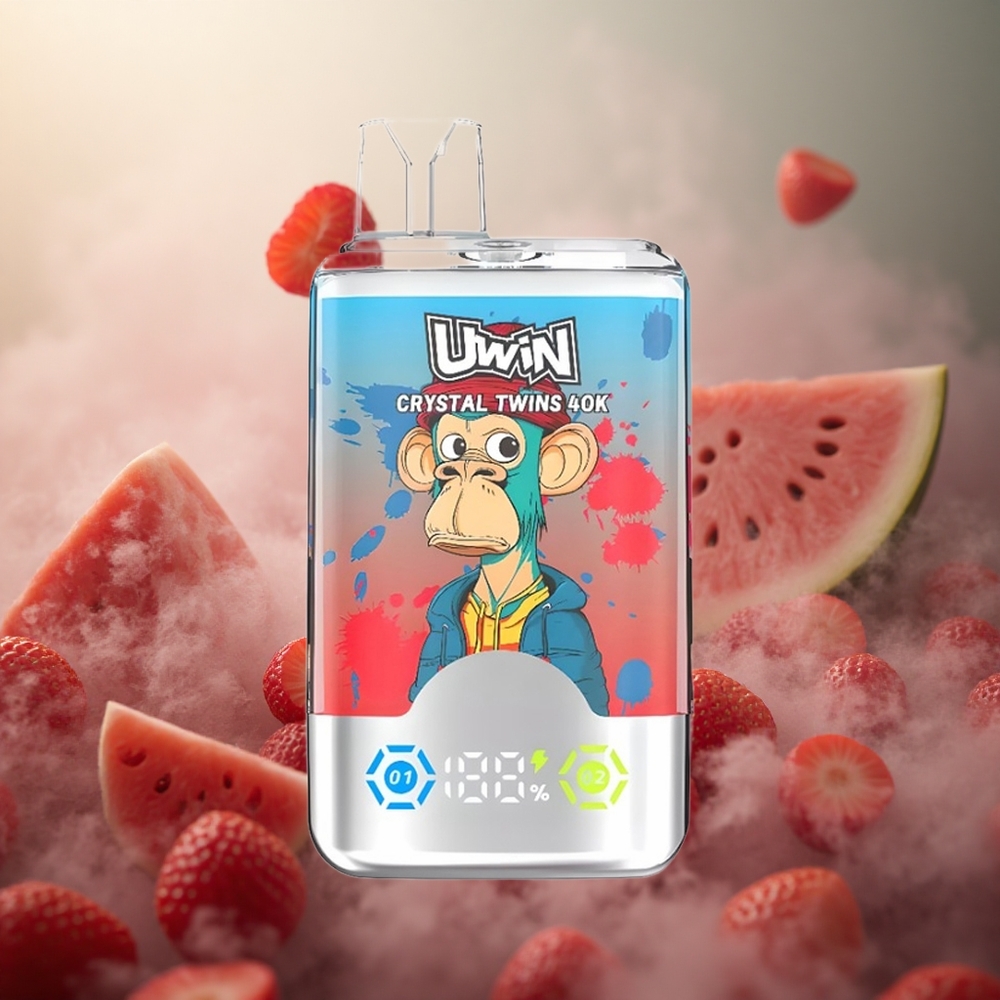 Braškių Arbūzų Citrinų Lime UWIN Crystal Twins 40000 Puffs 850mAh Type-C Lithuania vape