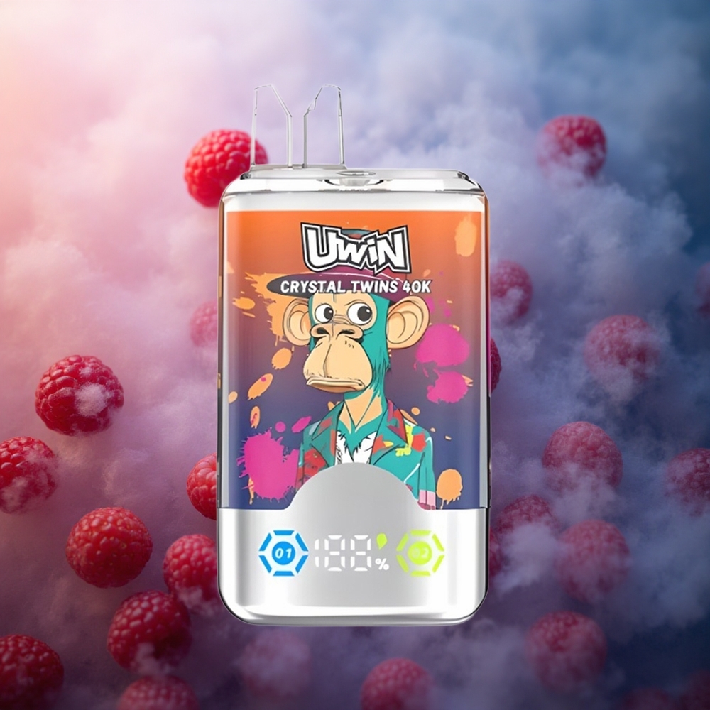 Braškių Aviečių Vyšnių Mr Blue UWIN Crystal Twins 40000 Pufų dvigubas skonis Lithuania vape