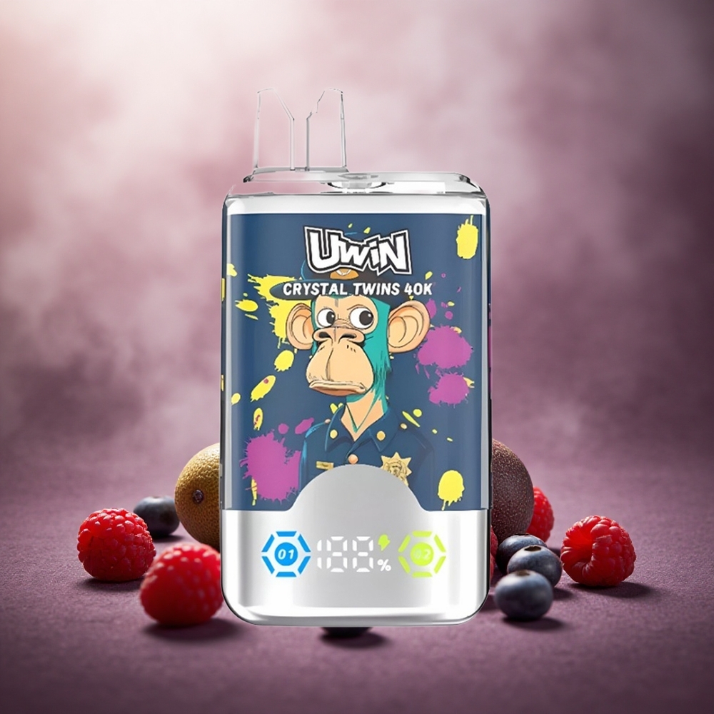 Kiwi Pasiflora Gvajava Mėlynuogė Avietė UWIN Crystal Twins 40000 Puffs 32ml Lithuania vape
