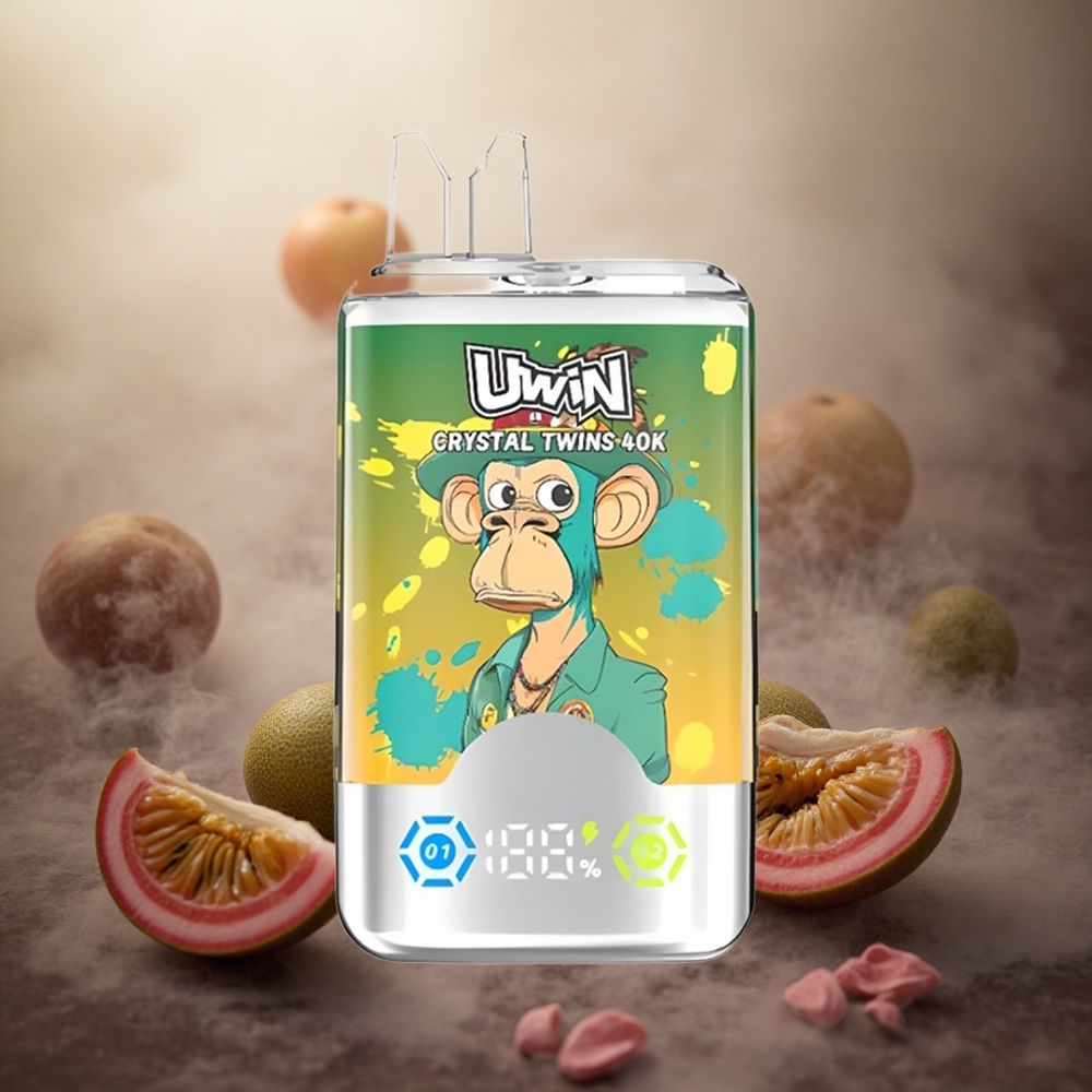 Kiwi Passion Fruit Guava Two Apple UWIN Crystal Twins 40000 Puffs 32ml Lithuania vape