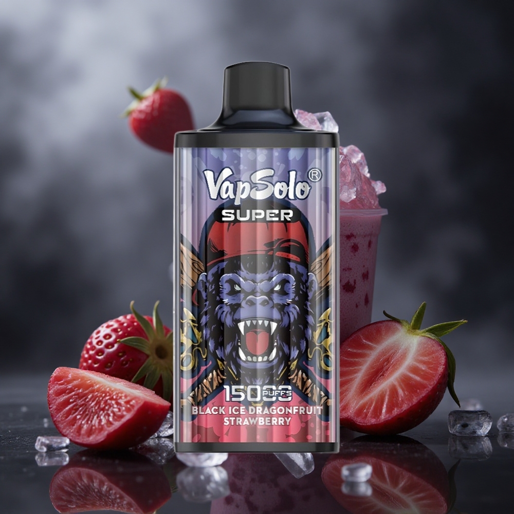 Juodasis ledas/drakonas/braškė Vapsolo Super 15000 puffs, 40ml Lithuania vape