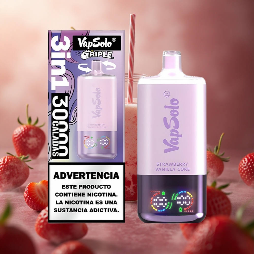 Braškės Vanilės Koka VapSolo Triple 30000 Puffs 40ml Lithuania vape