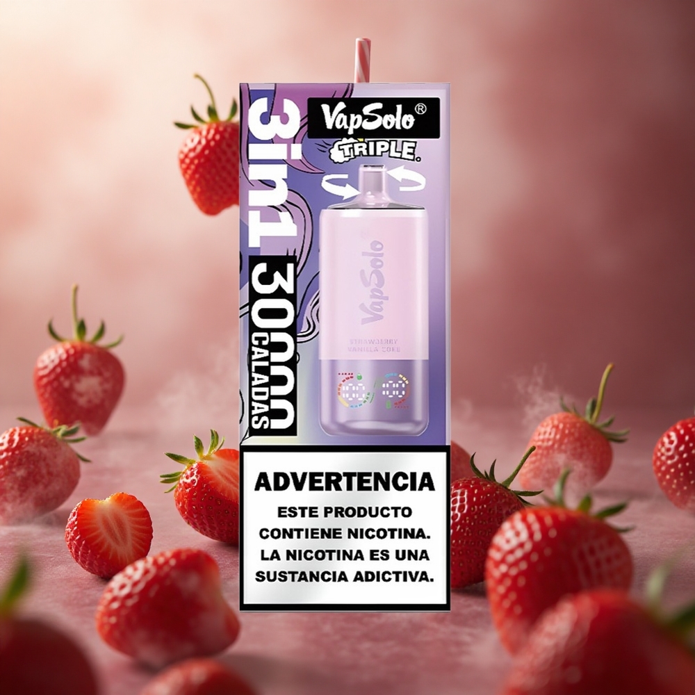 Braškės Vanilės Koka VapSolo Triple 30000 Puffs 40ml Lithuania vape