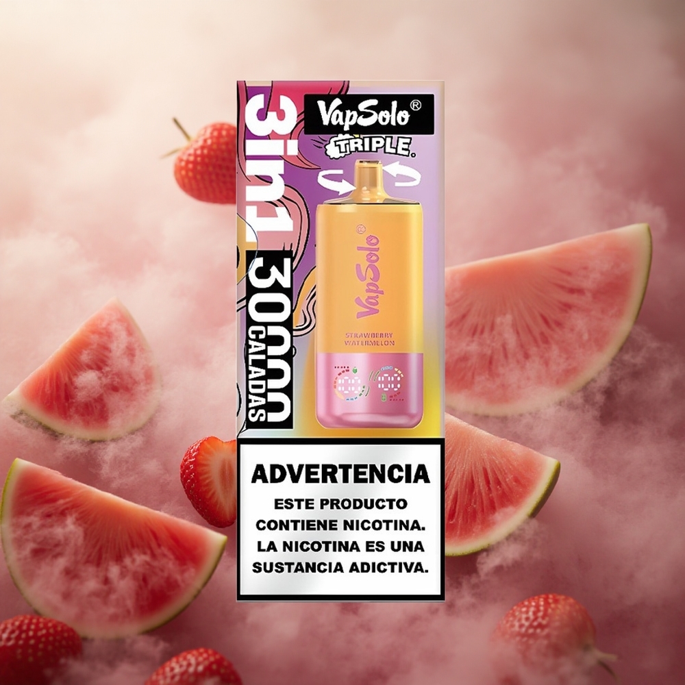 Braškių Arbūzas & Citrinų Persikas VapSolo Triple 30000 Puffs 40ml Lithuania vape