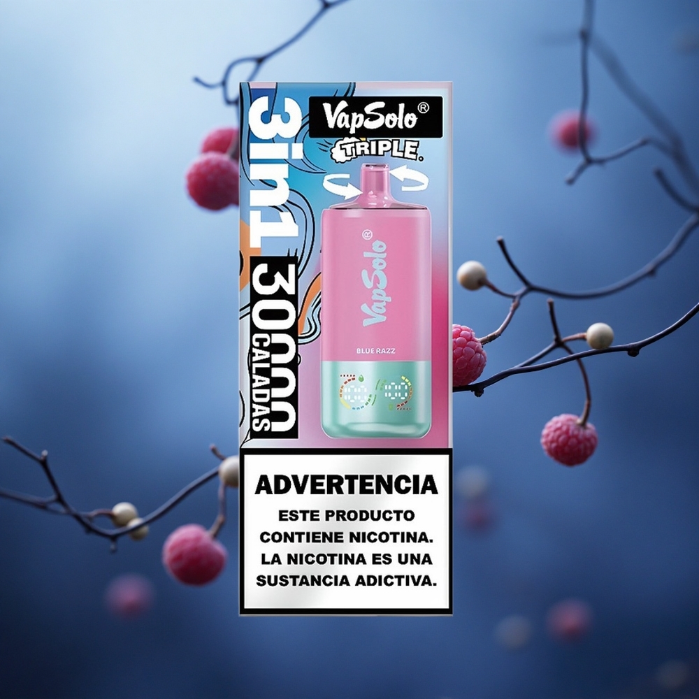 Mėlynųjų aviečių VapSolo Triple 30000 Puffs 40ml Lithuania vape