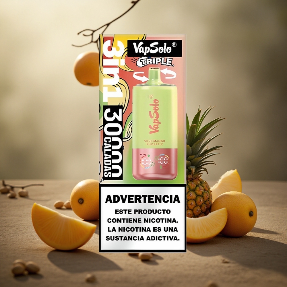 Rūgštus Mango Ananasas VapSolo Triple 30000 Puffs 40ml Lithuania vape