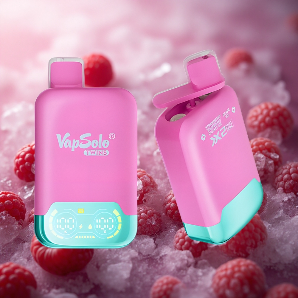 Braškių, aviečių, vyšnių ledo ir vynuogių ledo kombinacija Vapsolo Twins 20000 Puffs 40 ml Lithuania vape