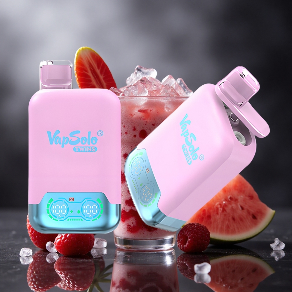 Juodasis ledas & braškė su arbūzu Vapsolo Twins 20000 Puffs 40ml Lithuania vape