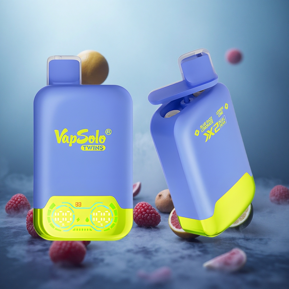 Mėlynųjų aviečių limonadas & citrinų žaliava Vapsolo Twins 20000 Puffs 40 ml Lithuania vape