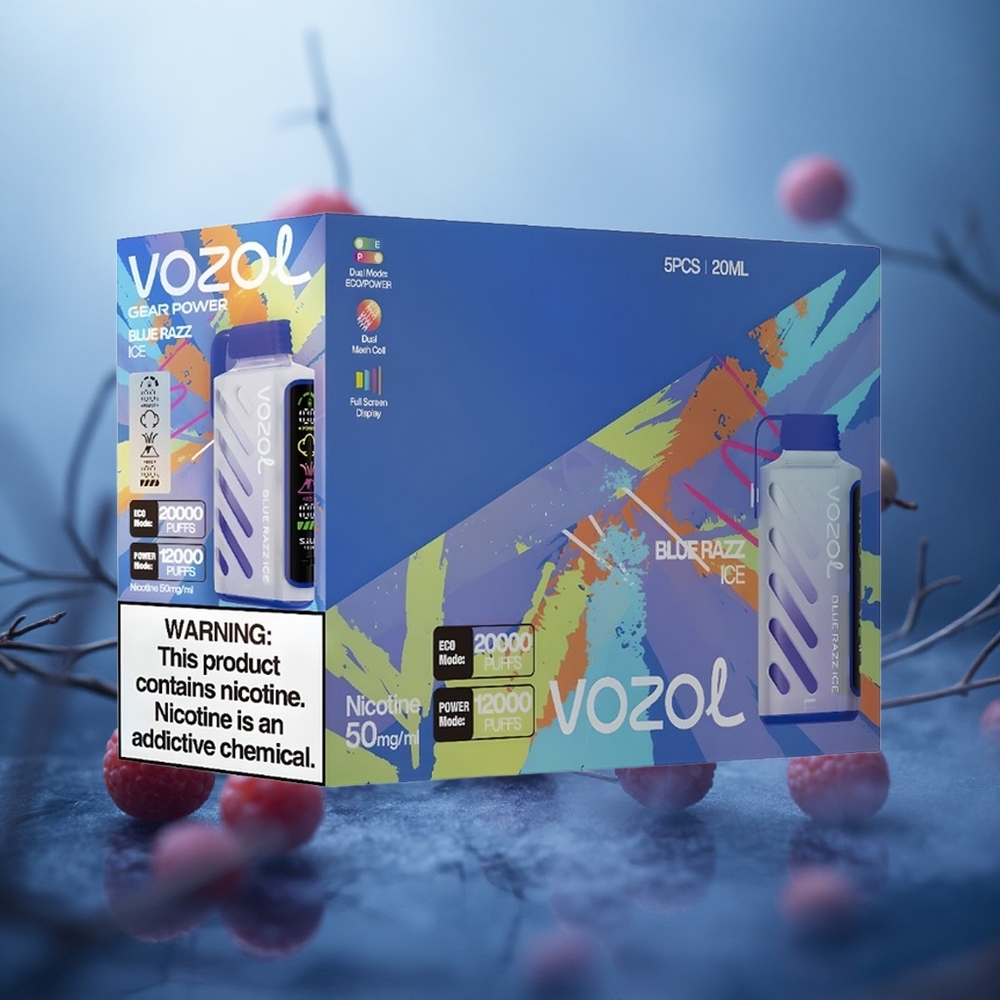 Mėlynųjų aviečių ledas VOZOL Gear Power 20000 Puffs Dual Mesh Coil Lithuania vape