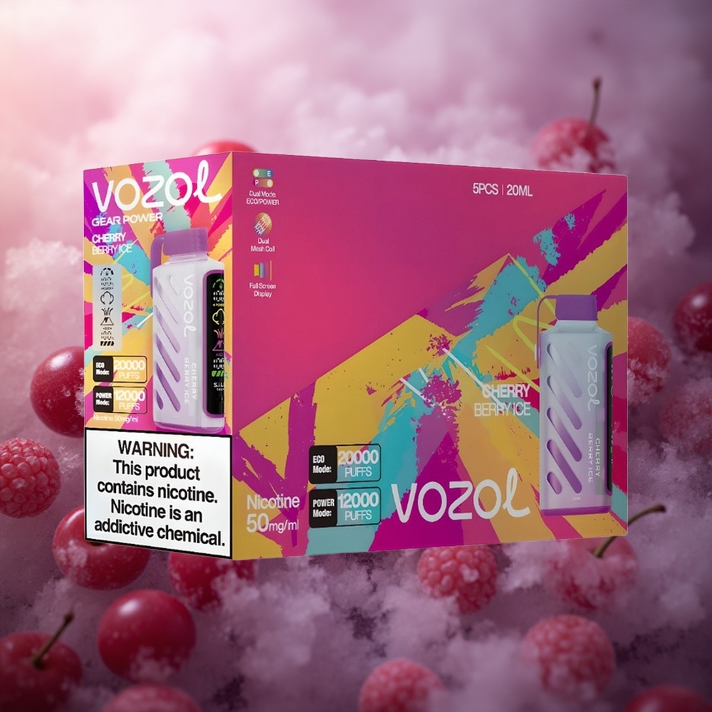 Vyšnių Uogų Ledas VOZOL Gear Power 20000 Puffs Dual Mesh Coil Lithuania vape