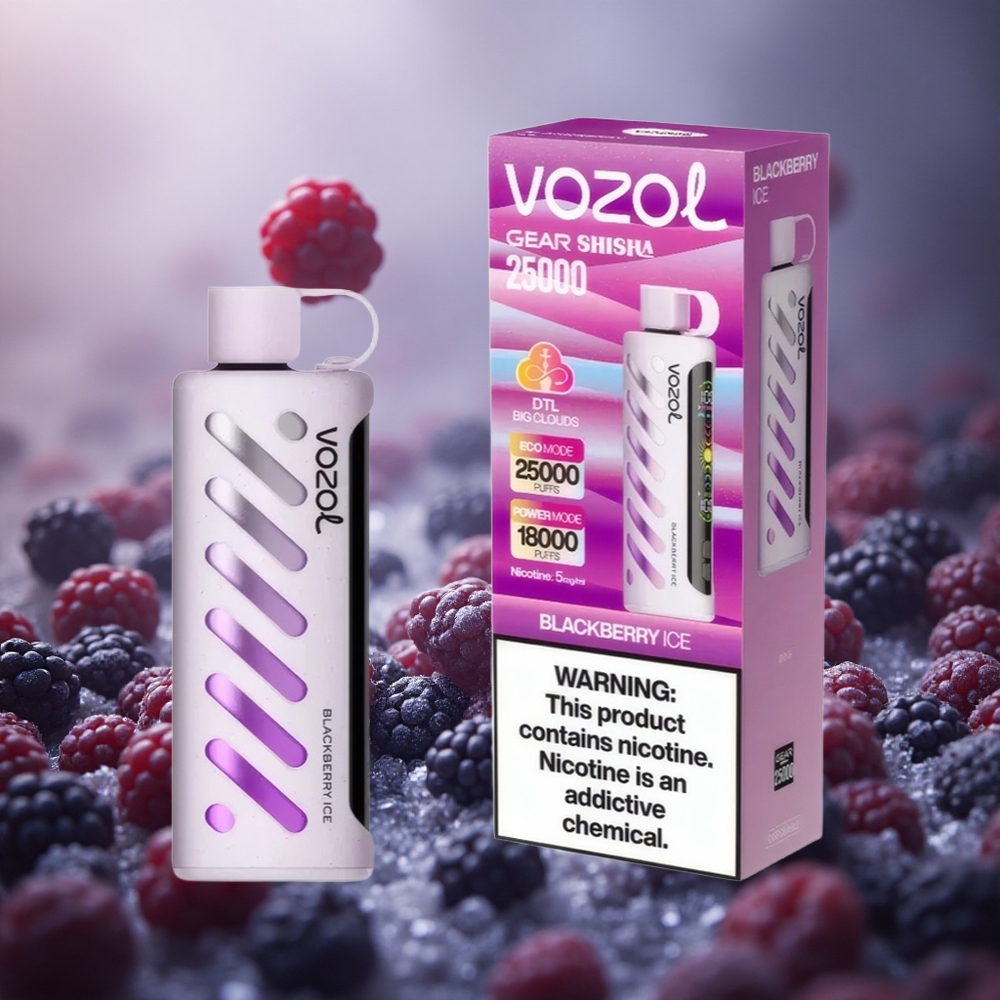 Juodųjų aviečių ledas VOZOL Gear Shisha 25000 užtraukimų su 1000mAh baterija Lithuania vape