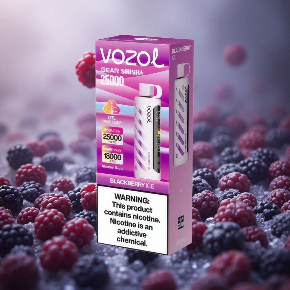 Juodųjų aviečių ledas VOZOL Gear Shisha 25000 užtraukimų su 1000mAh baterija Lithuania vape