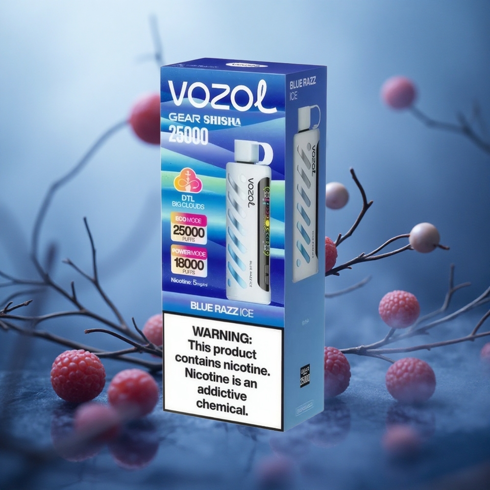 Mėlynųjų aviečių ledas VOZOL Gear Shisha 25000 užtraukimų 1000mAh Lithuania vape
